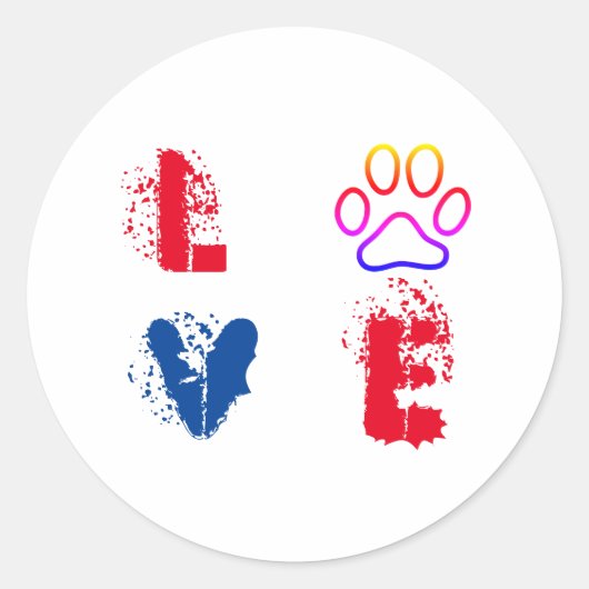 Dog Love Ronde Sticker (Voorkant)