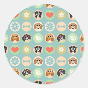 Dog Love Ronde Sticker