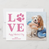 Dog LOVE Valentijnsdag Custom Roze Pet Foto Feestdagenkaart (Voorkant)