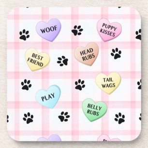 Dog Love Words Hearts Paw Prints Onderzetters 6