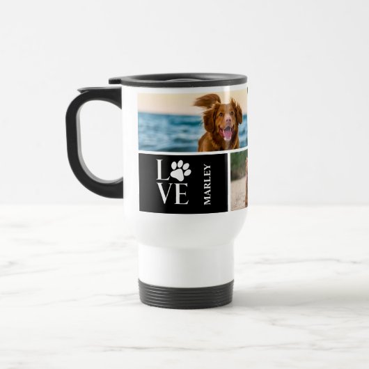 Dog Lover 4 Photo Collage Personalized Pet Reisbeker (Links)