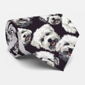 Dog Lover Canine Retro Custom Tie Stropdas (Opgerold)