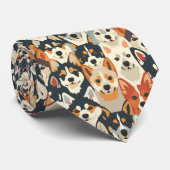 Dog Lover Canine Retro Custom Tie Stropdas (Opgerold)