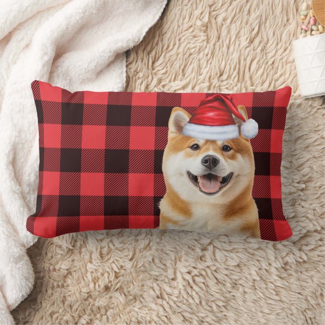 Dog Lover Christmas Akita Holiday Buffalo Plaid Kussen (Deken)