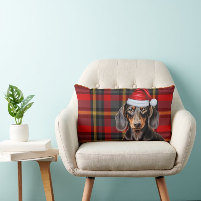 Dog Lover Christmas Dachshund Red Holiday Plaid Kussen (Stoel)