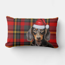 Dog Lover Christmas Dachshund Red Holiday Plaid Kussen