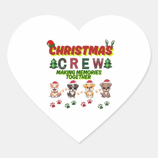 Dog Lover Christmas Family-Christmas crew dogs  Hart Sticker (Voorkant)