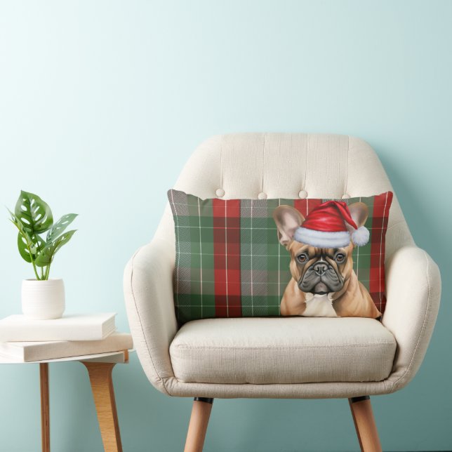 Dog Lover Christmas French Bulldog Holiday Plaid Kussen (Stoel)