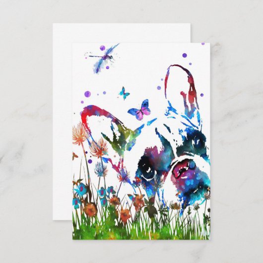 Dog Lover French Bulldog And Dragonfly Bedankkaart (Voorkant / Achterkant)