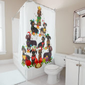 Dog Lover Gifts Dachshund Tree Christmas Light Douchegordijn (In situ)