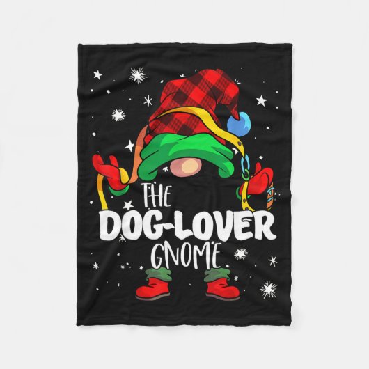Dog Lover Gnome Red Buffalo Plaid Matching Family  Fleece Deken (Voorkant)