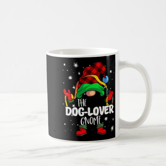 Dog Lover Gnome Red Buffalo Plaid Matching Family Koffiemok (Rechts)