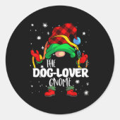 Dog Lover Gnome Red Buffalo Plaid Matching Family  Ronde Sticker (Voorkant)