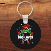 Dog Lover Gnome Red Buffalo Plaid Matching Family Sleutelhanger (Voorkant)