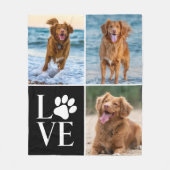 Dog Lover Heart Love Photo Collage Pet Fleece Deken (Voorkant)