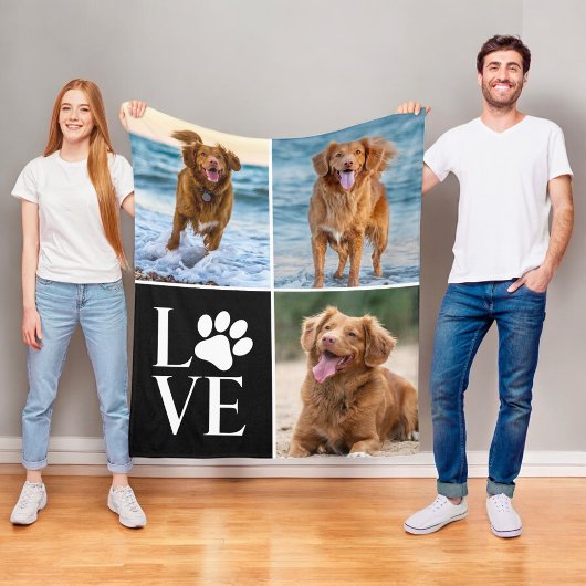 Dog Lover Heart Love Photo Collage Pet Fleece Deken