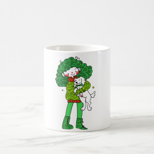 Dog Lover Hug Mug – Cute Girl and Puppy Coffee Cup Koffiemok (Center)