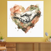 Dog Lover Human Animal Bond Watercolor Heart Canvas Afdruk (Insitu (Woonkamer))