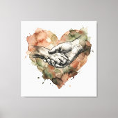 Dog Lover Human Animal Bond Watercolor Heart Canvas Afdruk (Voorkant)
