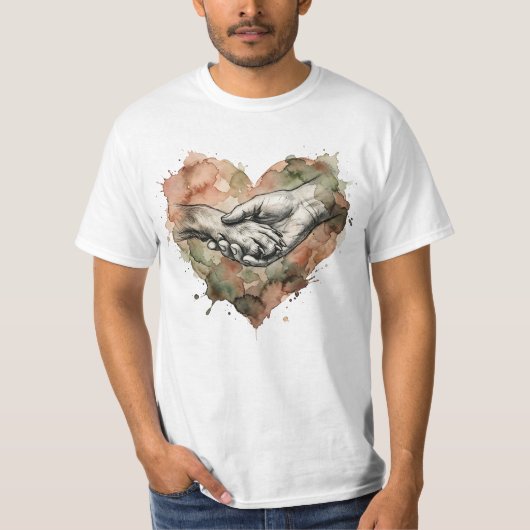 Dog Lover Human Animal Bond Watercolor Heart T-shirt (Voorkant)
