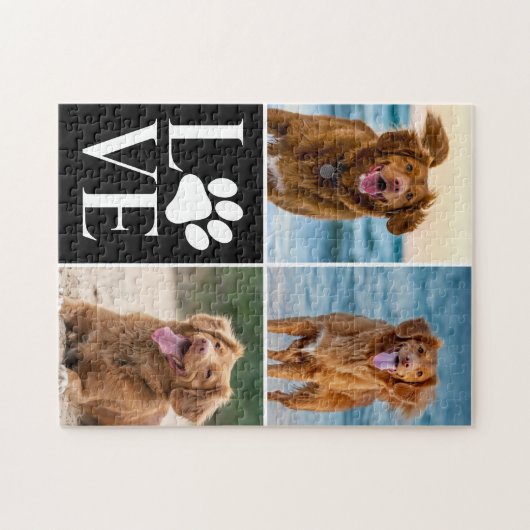 Dog Lover Name Photo Collage Custom Love Pet Legpuzzel (Horizontaal)