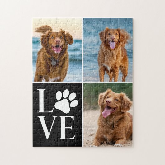 Dog Lover Name Photo Collage Custom Love Pet Legpuzzel (Verticaal)