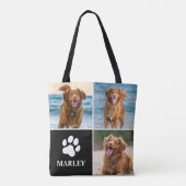Dog Lover Paw Custom Name Photo Collage Pet Tote Bag (Achterkant)