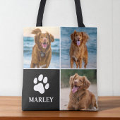 Dog Lover Paw Custom Name Photo Collage Pet Tote Bag