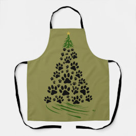 Dog Lover Paw Print Christmas Tree 6 Schort