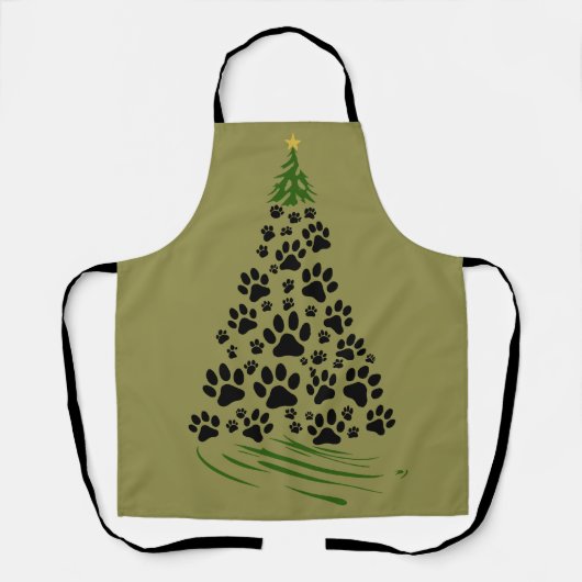 Dog Lover Paw Print Christmas Tree 6 Schort (Voorkant)