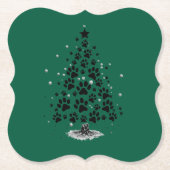 Dog Lover Paw Print Christmas Tree Kartonnen Onderzetters (Voorkant)