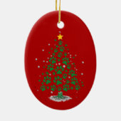 Dog Lover Paw Print Christmas Tree Keramisch Ornament (Achterkant)