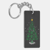 Dog Lover Paw Print Christmas Tree Sleutelhanger (Voorkant Links)
