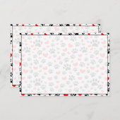 Dog Lover Paw Prints and Hearts Custom Notitiekaartje (Voorkant / Achterkant)