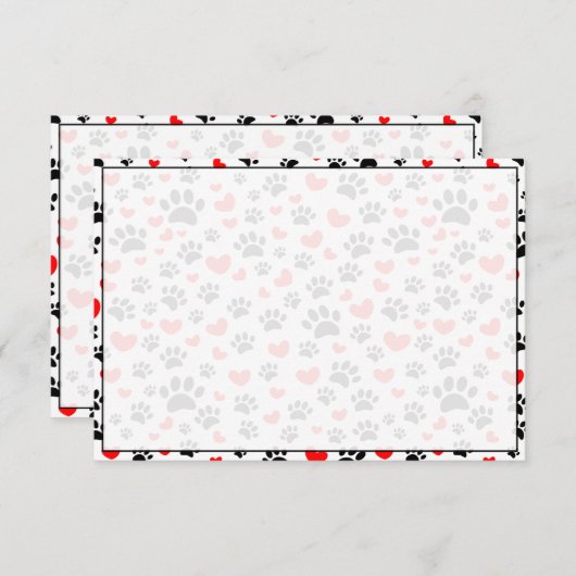 Dog Lover Paw Prints and Hearts Custom Notitiekaartje (Voorkant / Achterkant)