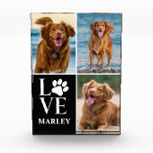Dog Lover Photo 3 Collage Pet Name Photo Block Fotoblokken (Voorkant)