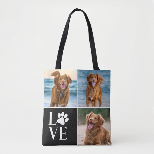 Dog Lover Photo Collage Custom Love Cute Pet Tote Bag (Voorkant)