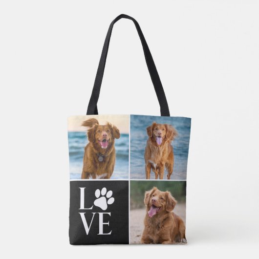 Dog Lover Photo Collage Custom Love Cute Pet Tote Bag (Achterkant)