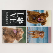 Dog Lover Photo Collage Custom Love Name Pet Legpuzzel (Horizontaal)