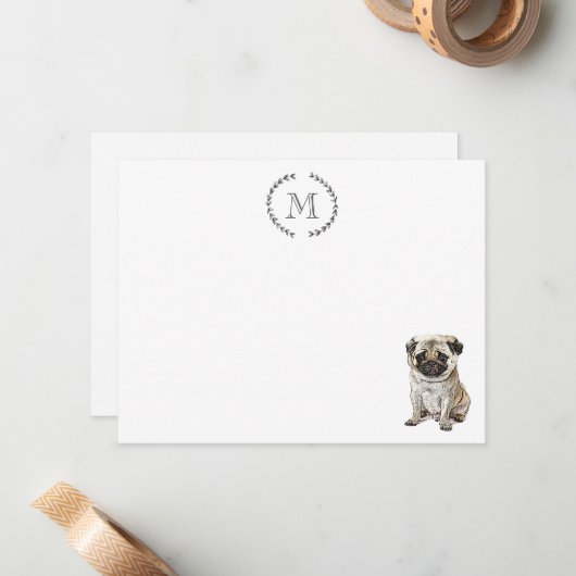Dog Lover Pug Personalized Notitiekaartje (Voorkant / Achterkant in situ)