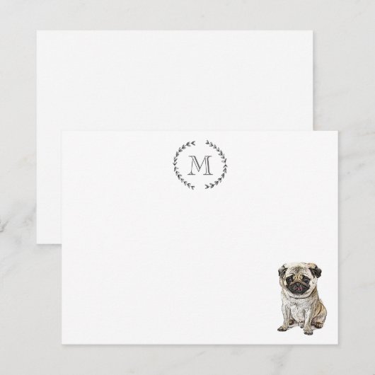 Dog Lover Pug Personalized Notitiekaartje (Voorkant / Achterkant)