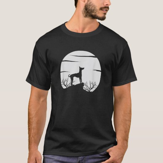Dog Lover Silhouette with Scenic Moon and Nature S T-shirt (Voorkant)