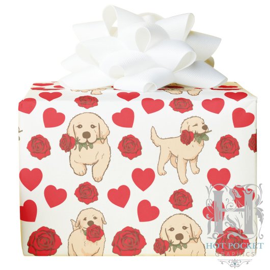 Dog Lover Valentine Gift Wrapping Paper - White Cadeaupapier