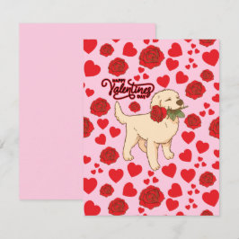 Dog Lover Valentine’s Day Card in Pink Notitiekaartje