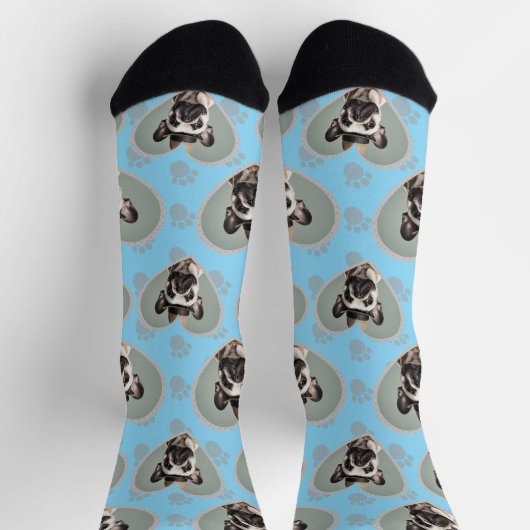 Dog Lovers Heart Frame One Photo Fun Pet Sokken (Top)