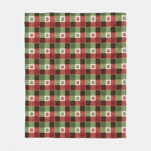 Dog Lovers Paw Print Plaid Fleece Deken (Voorkant)