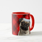Dog Lover's Pug Holiday Red Buffalo Plaid Mok (Voorkant rechts)