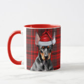 Dog Lover's Red Plaid Doberman Pinscher Holiday Mok (Links)