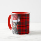 Dog Lover's Red Plaid Doberman Pinscher Holiday Mok (Voorkant links)