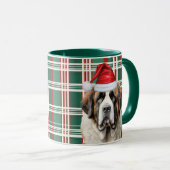 Dog Lover's Saint Bernard Santa Holiday Plaid Mok (Voorkant rechts)